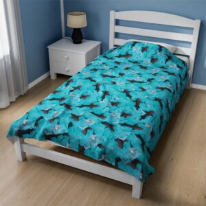 M25 Velveteen Plush Blanket: "Swimming With Sharks"