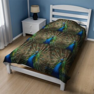 M25 Velveteen Plush Blanket: "Flock of Peacocks"